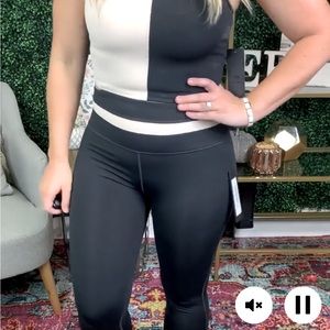 Mono B Black leggings with banded waistband, M. Sports bra, L - see notes, pic